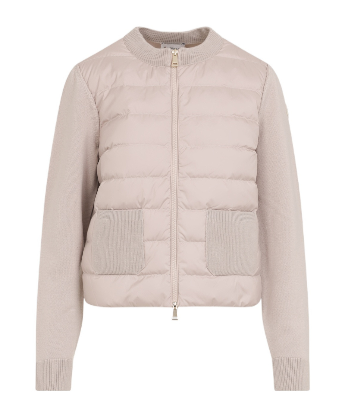 Moncler Quilted Cardigan Featuring Patch Pockets In Neutral