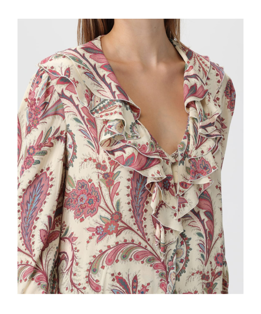 Etro Printed Poplin Shirt In Brown