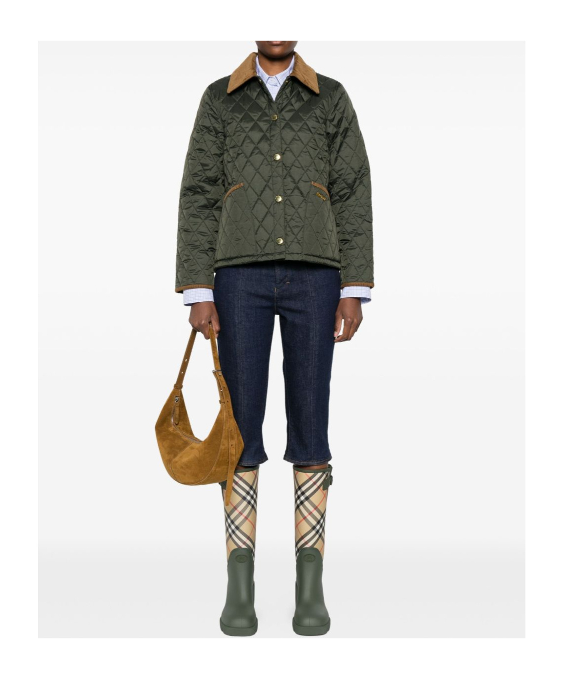 Barbour Quilted Corduroy-collar Jacket In Green