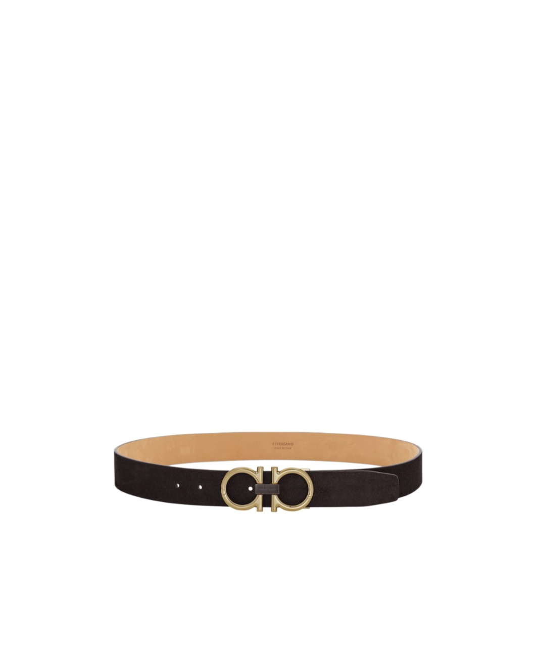 Ferragamo Gancini-buckle Calfskin Belt In Black
