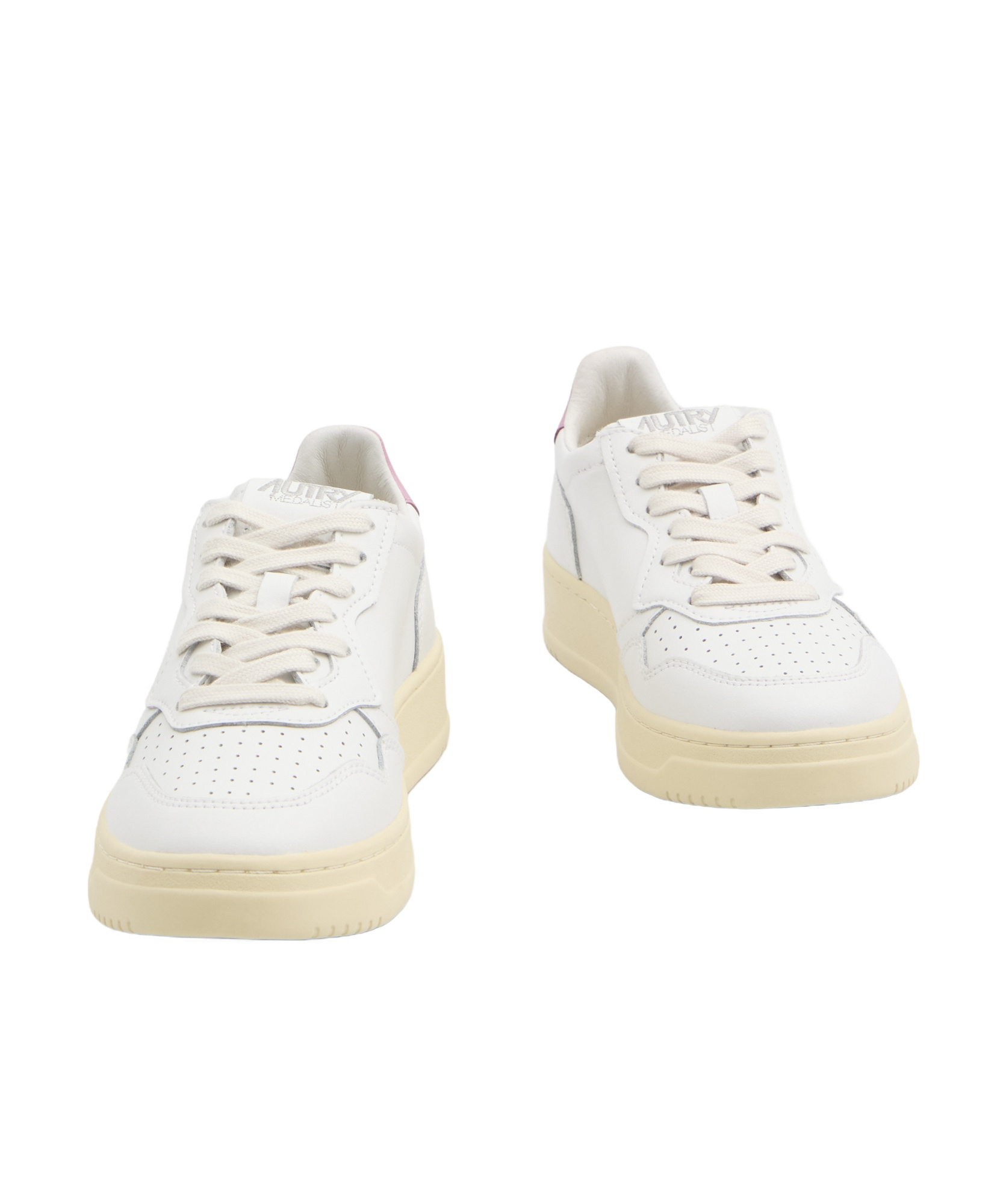 Autry Low Top Leather Sneakers With Pink Detail