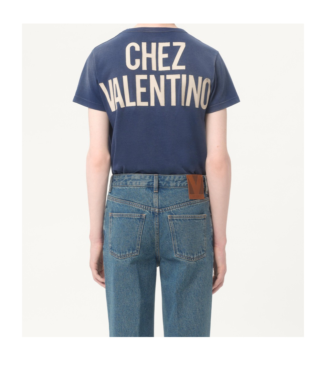 Valentino Crew Neck Graphic And Text Design In Blue