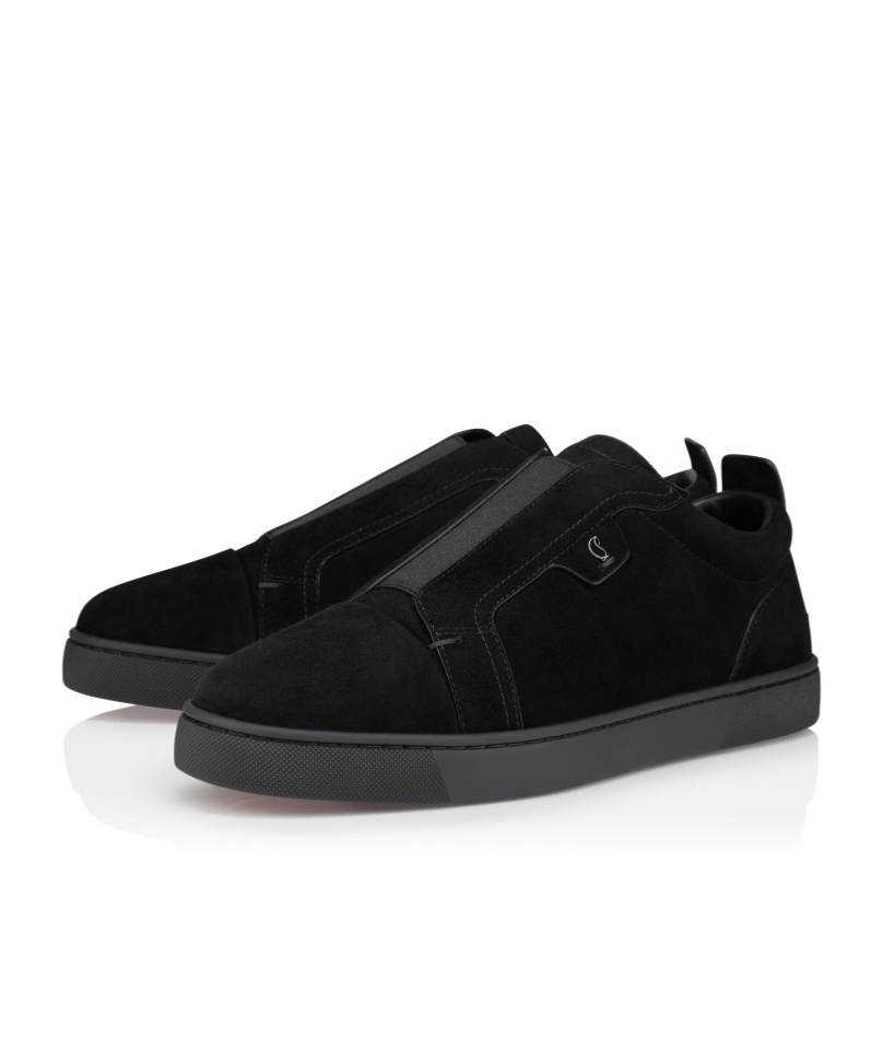 Christian Louboutin St. Louis Suede Slip-on Sneakers In Black