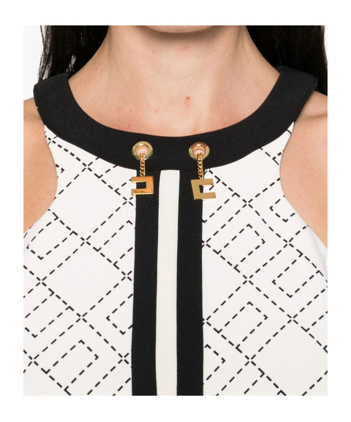Elisabetta Franchi Monogram-pattern Halterneck Top In White