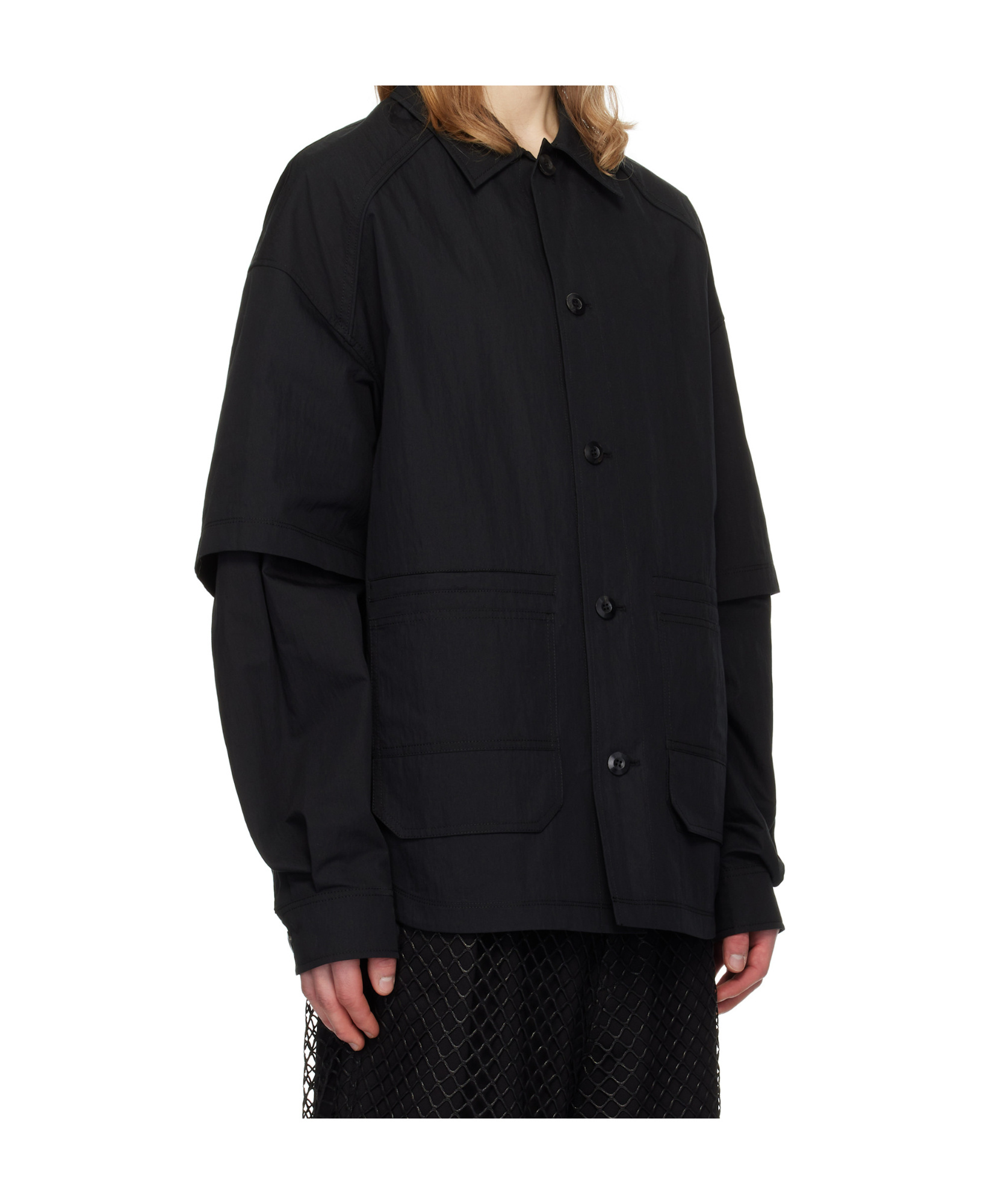 Juunj Dual Sleeve Work Shirt In Black