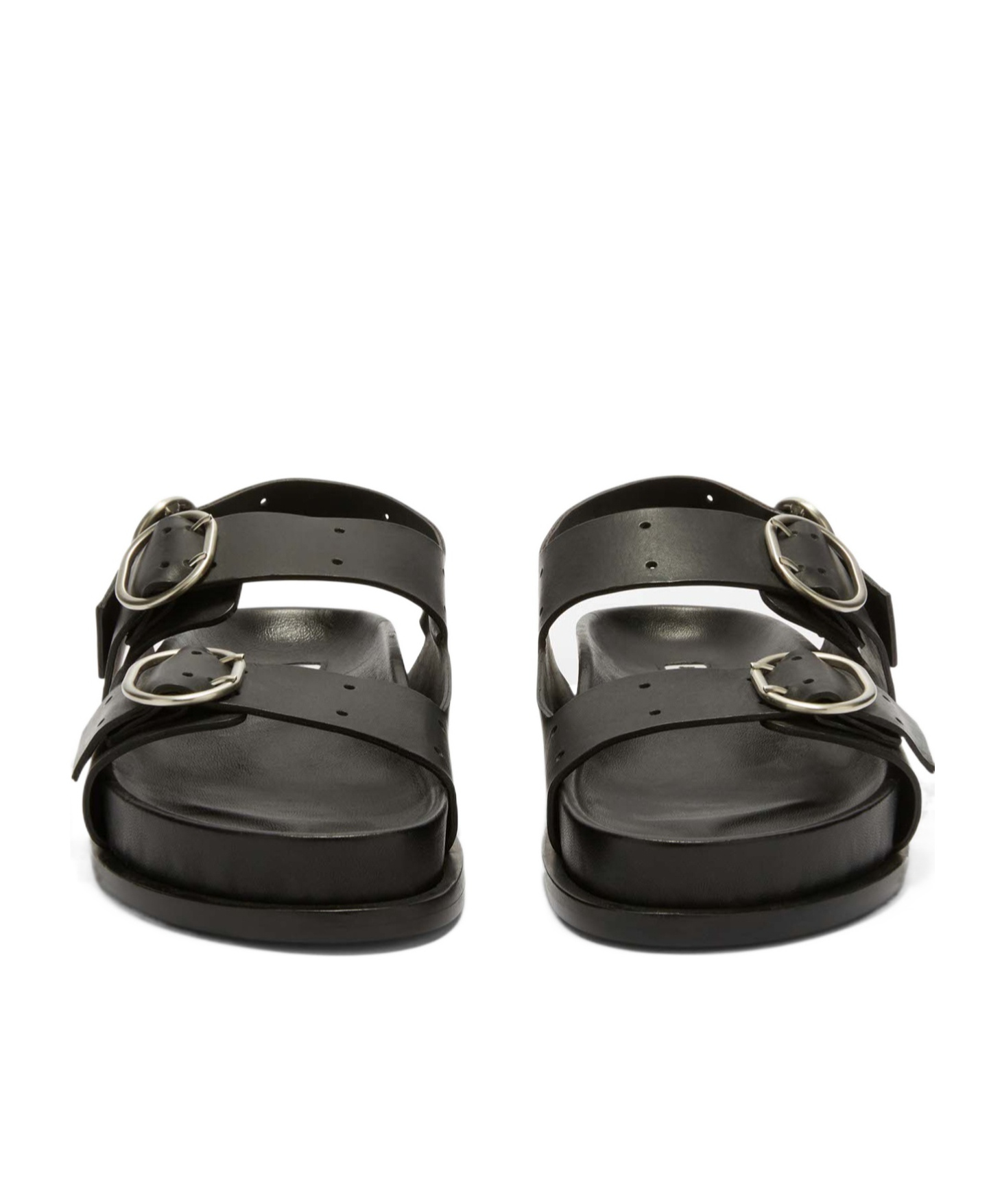 Jil Sander Leather Slingback Sandals With Double Buckle In Black
