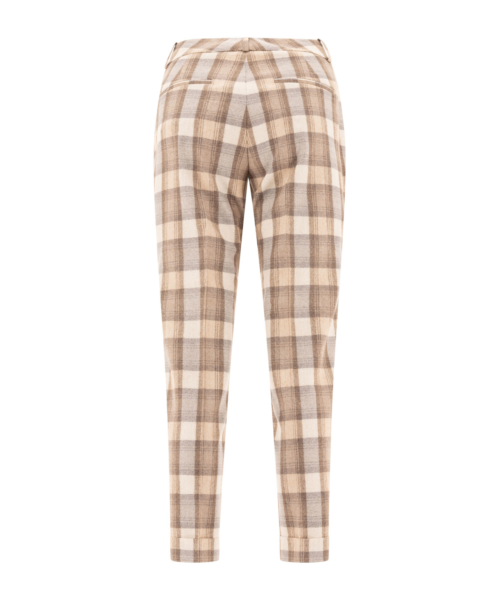 Peserico Check Wool Trousers In Nude