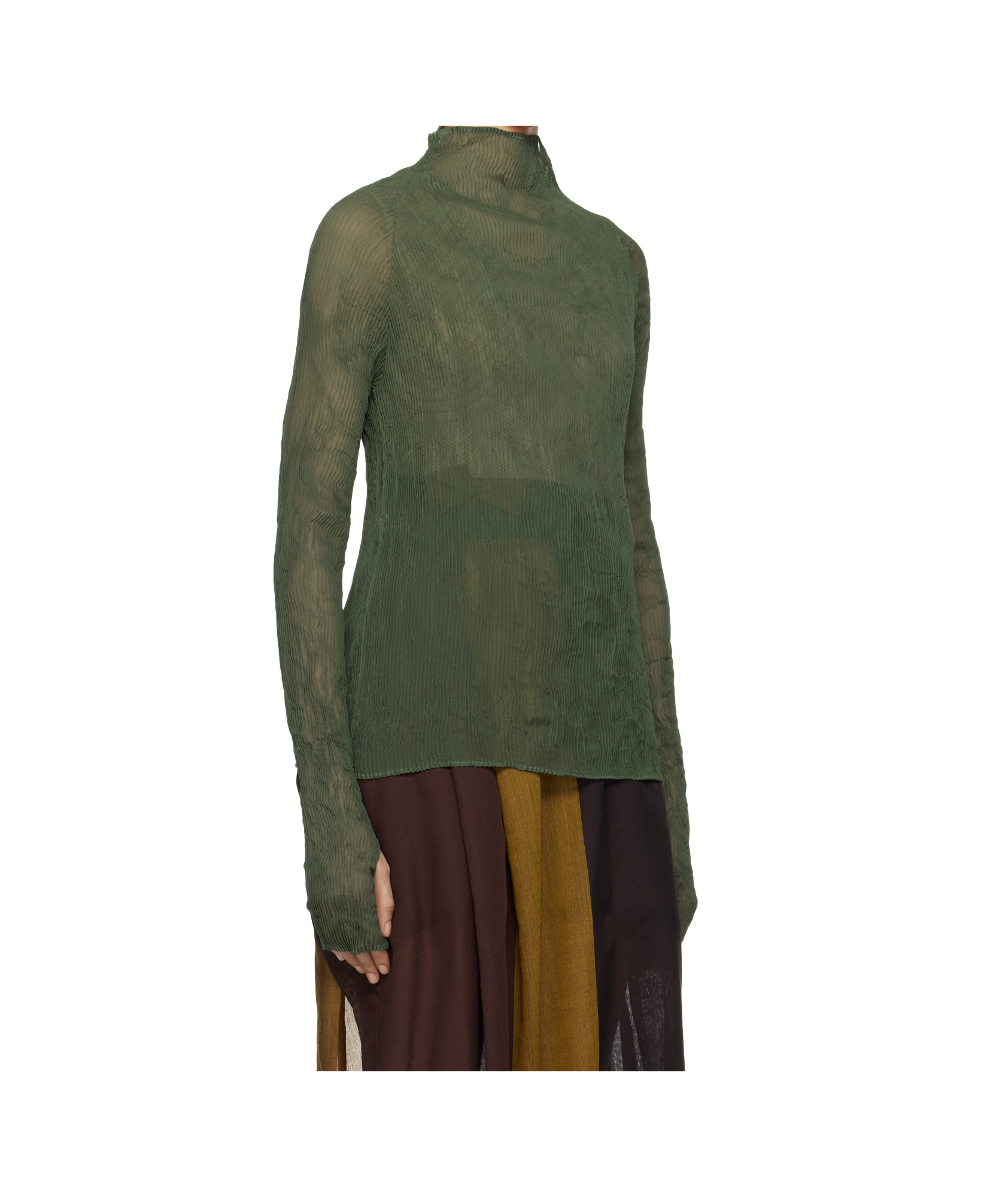 Issey Miyake Chiffon Twist 3 Sheer Top In Green