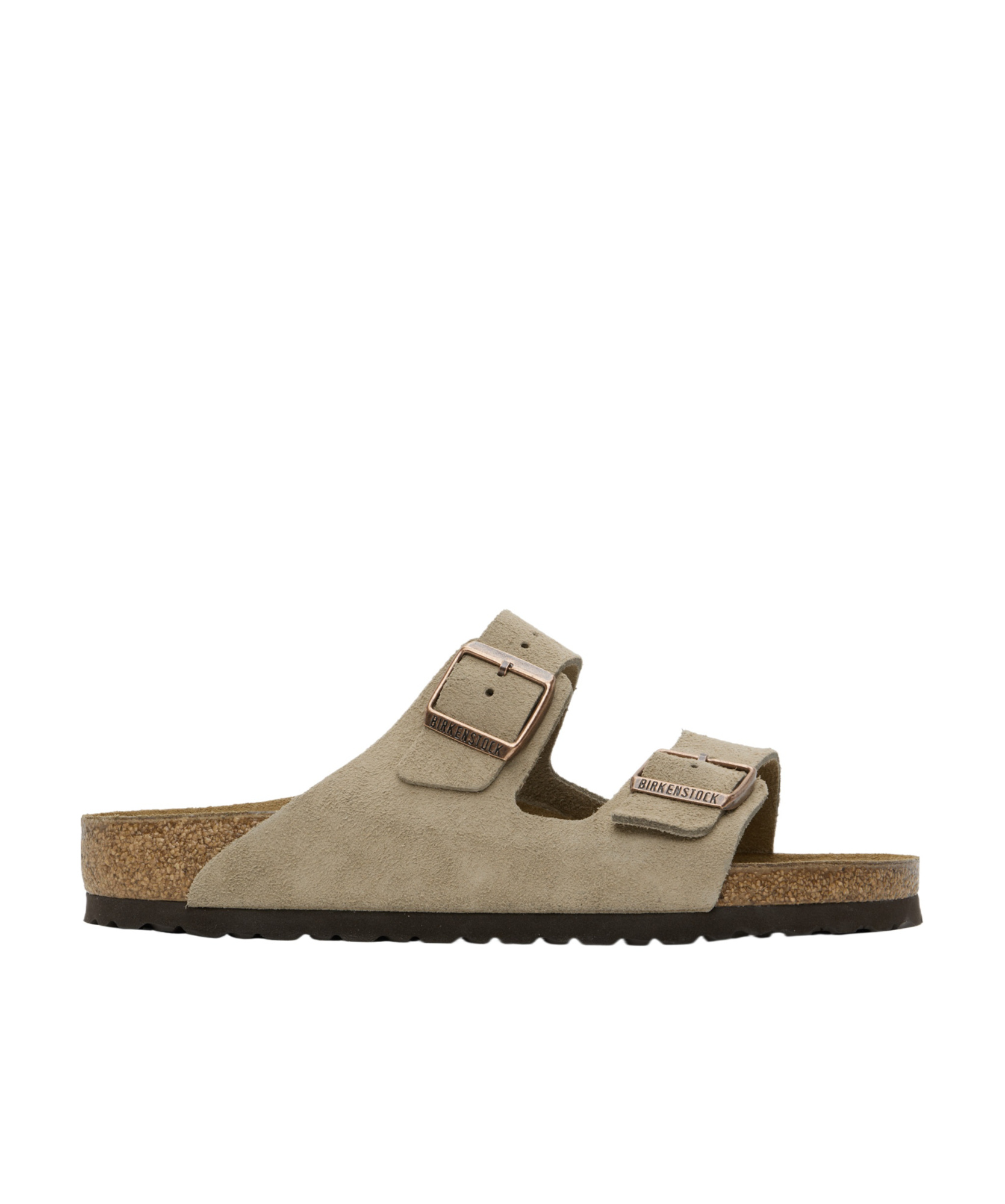 Birkenstock Taupe Suede Arizona Slide In Nude