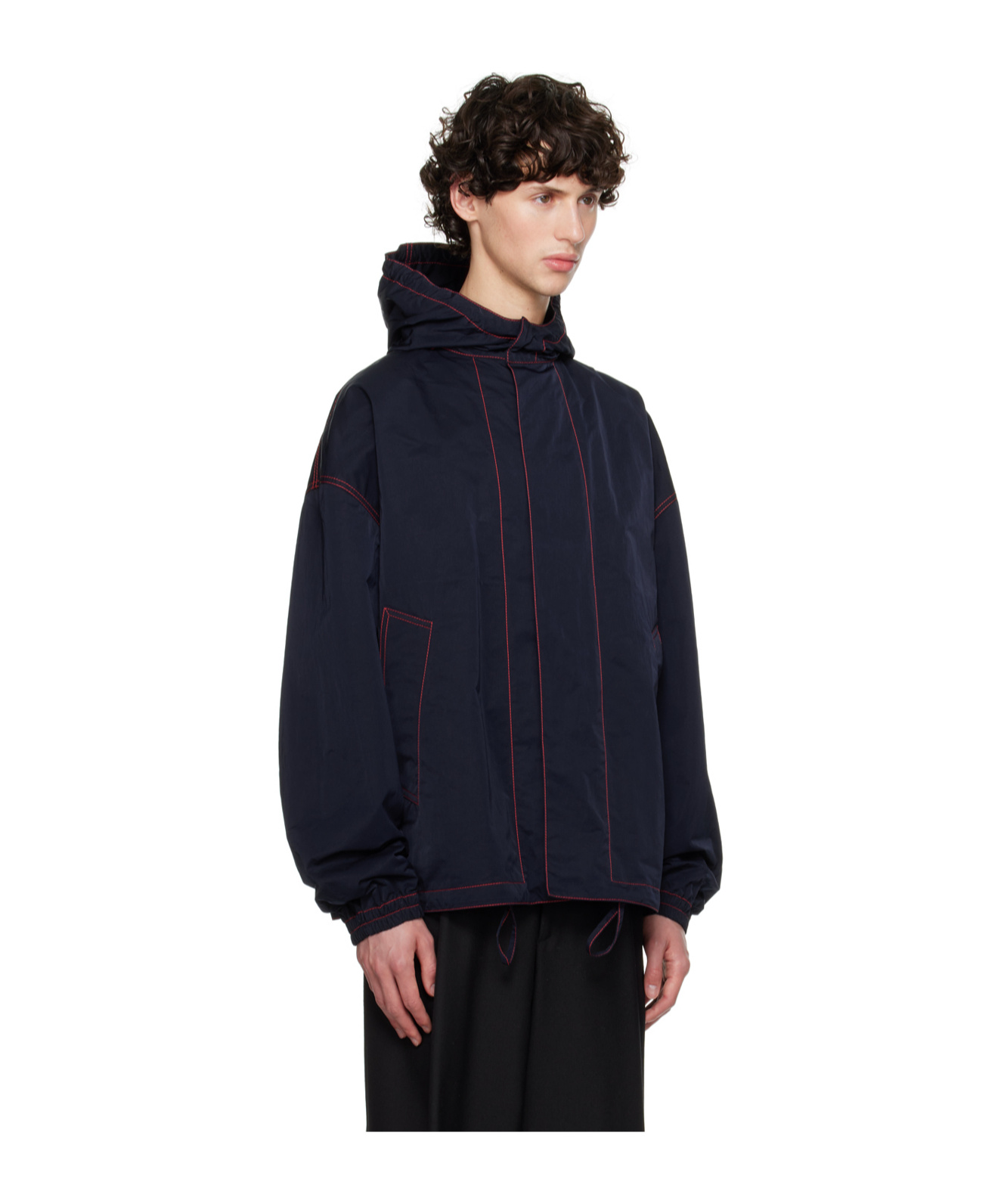 Bottega Veneta Drawstring Hood Casual Jacket In Black