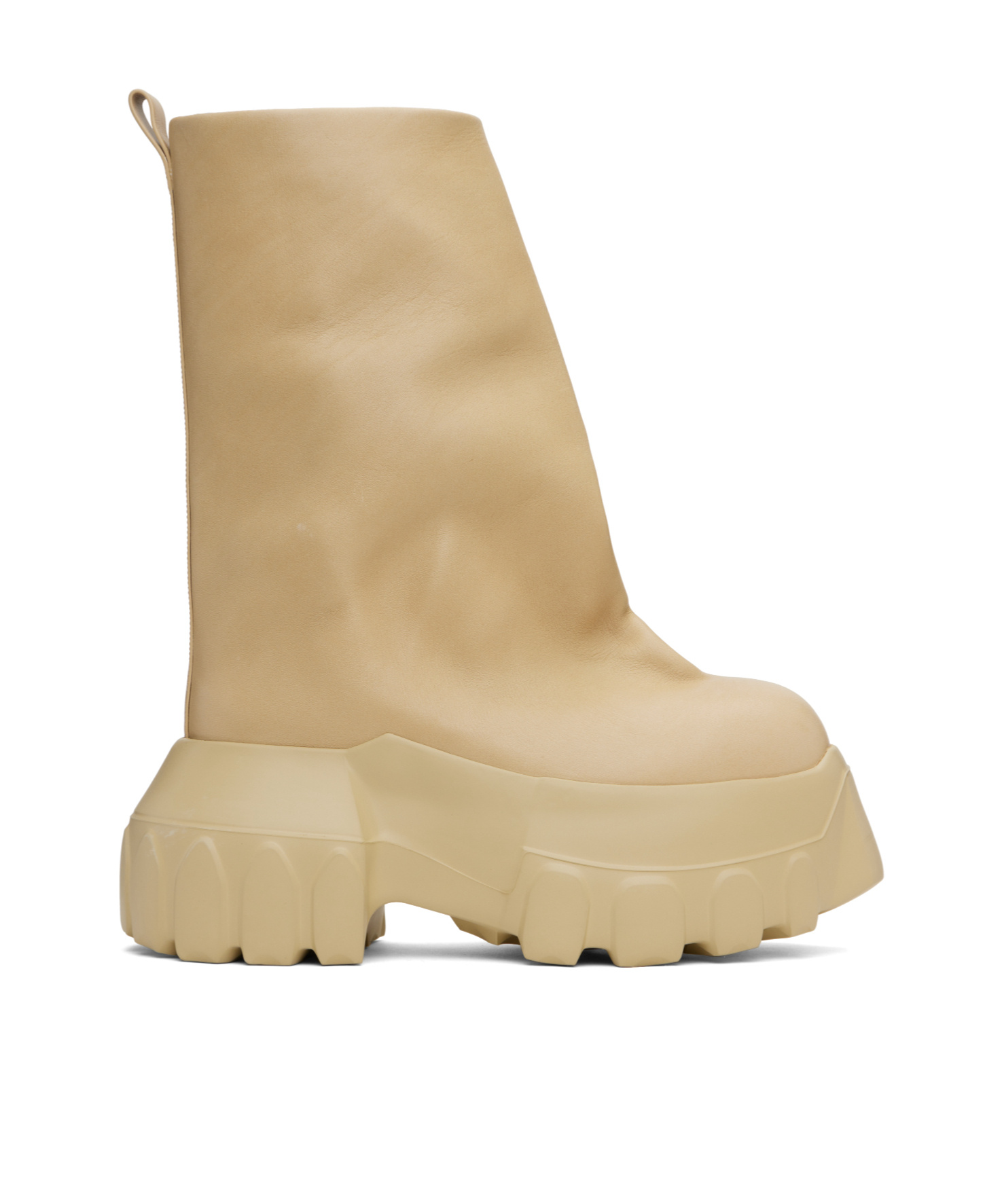 Rick Owens Beige Hollywood Flared Mega Tractor Boots In Nude