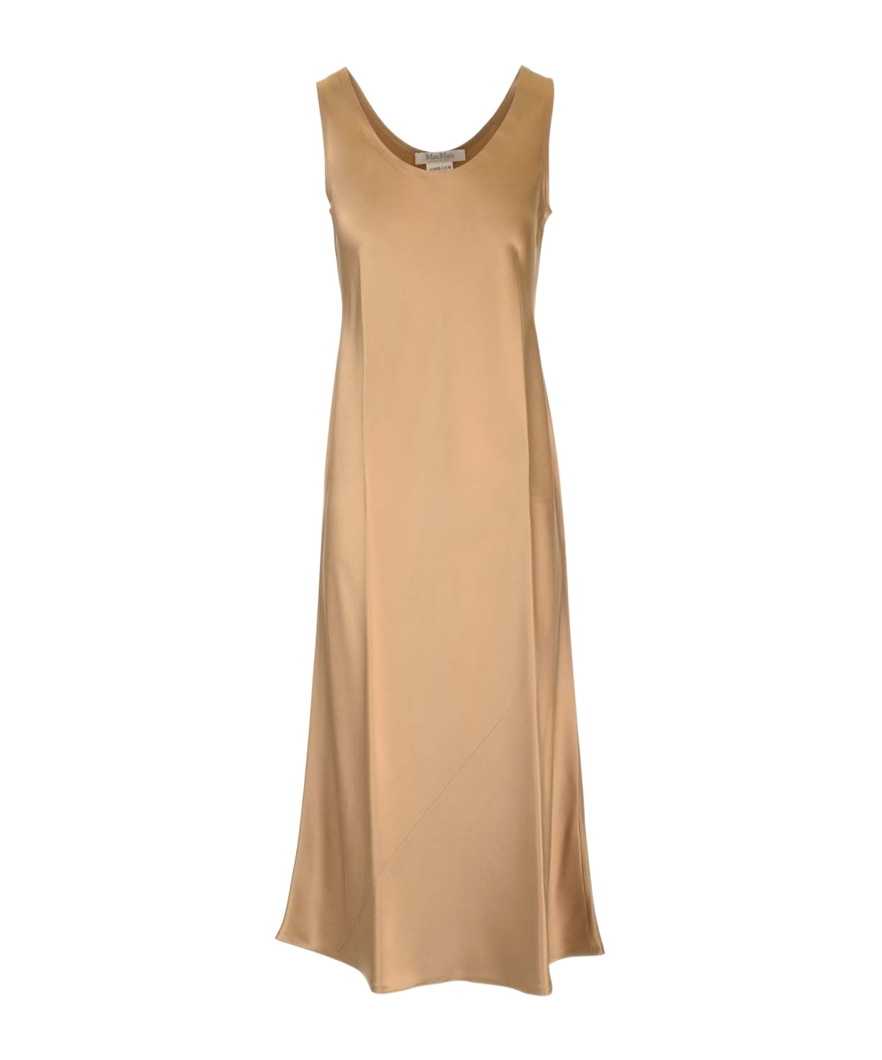 Max Mara Banjo Slip Midi Silk Dress In Nude