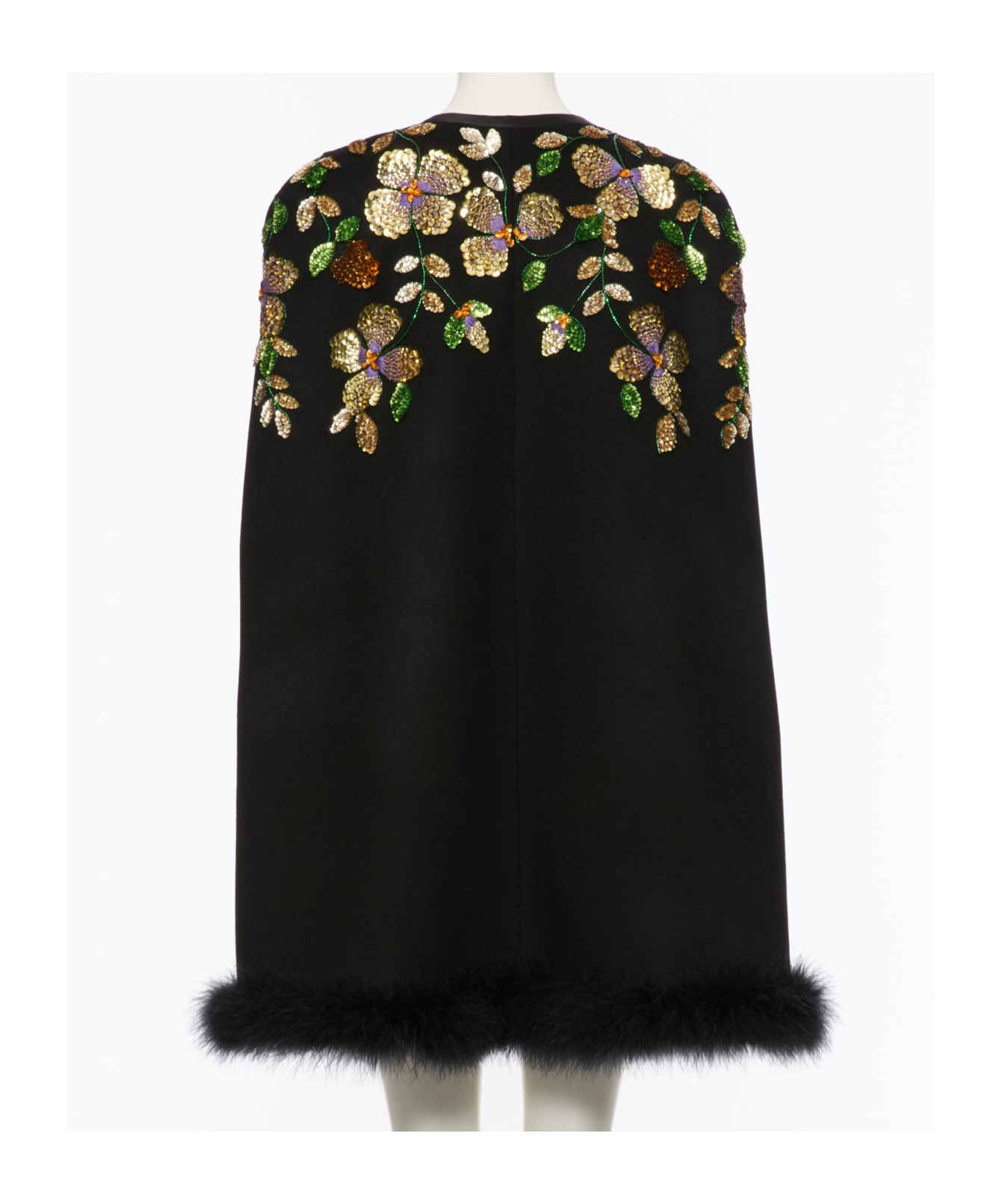Valentino Round Neck Cape In Black