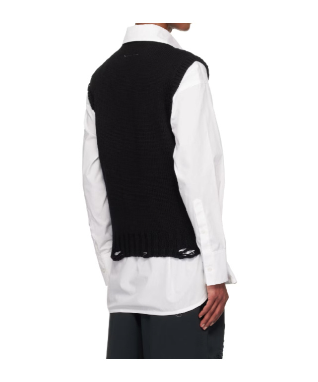 Mm6 Maison Margiela Numbers-intarsia Vest In Black