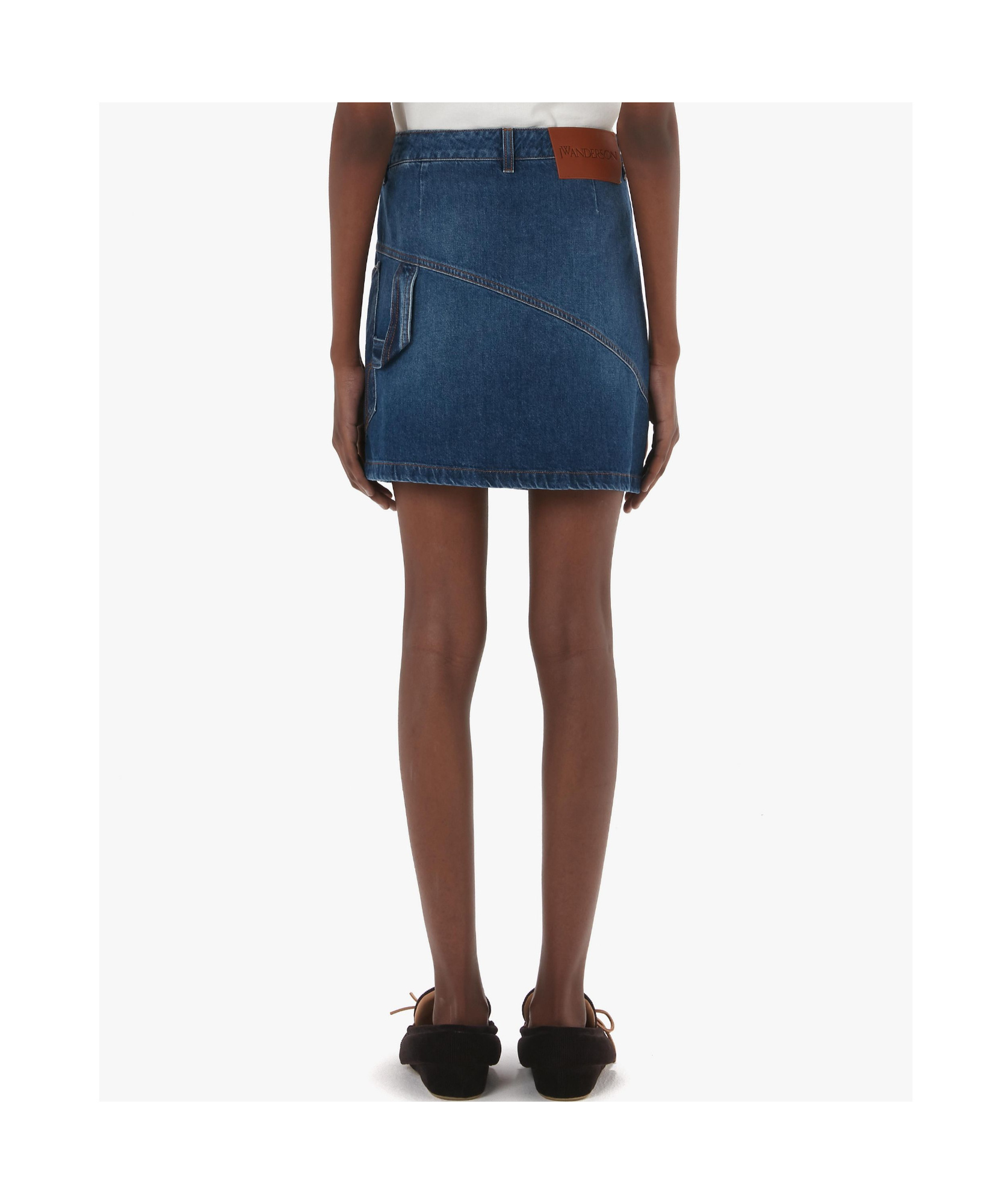 Jw Anderson Mini Skirt With Asymmetric Design And Pockets In Blue