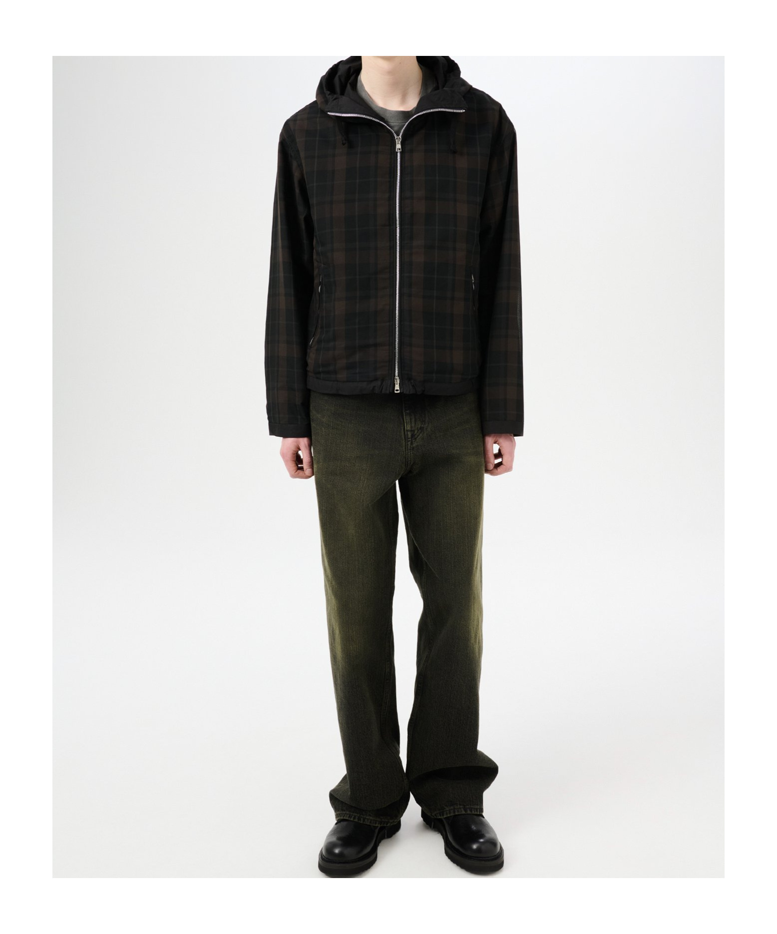 Our Legacy Riviera Checked Shell Hooded Jacket In Black
