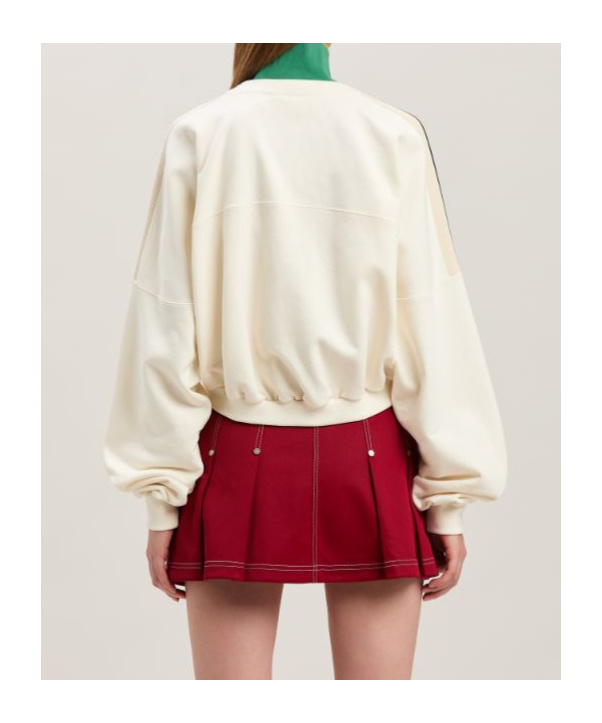 Palm Angels Off-white & Green Oval Palm Sweatshirt In White