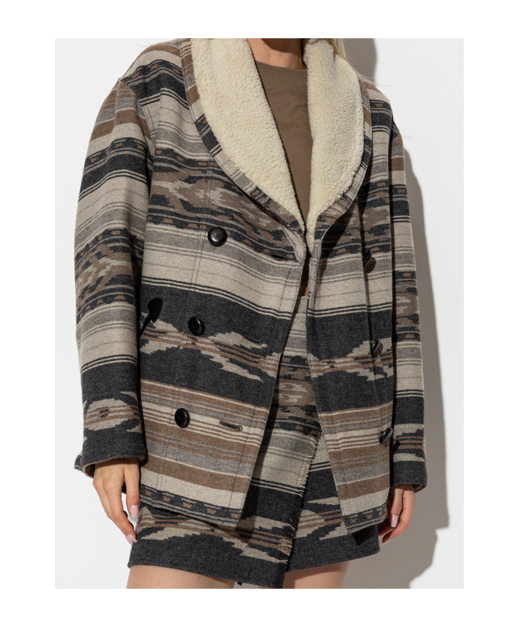 Shop Isabel Marant Étoile Dorcas Patterned Jacquard Coat In Nude