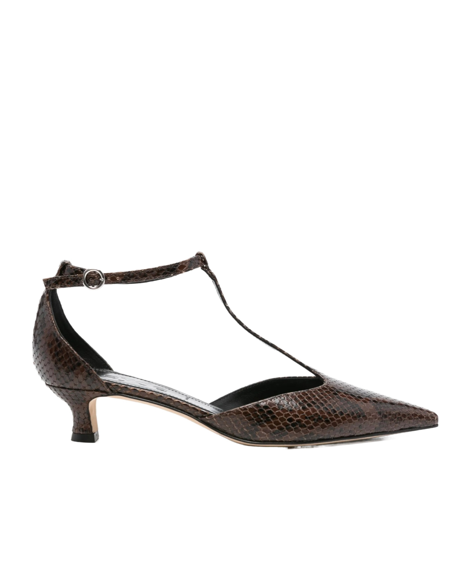 Aeyde Liz Snake Print Calf Leather Moka Shoes In Black