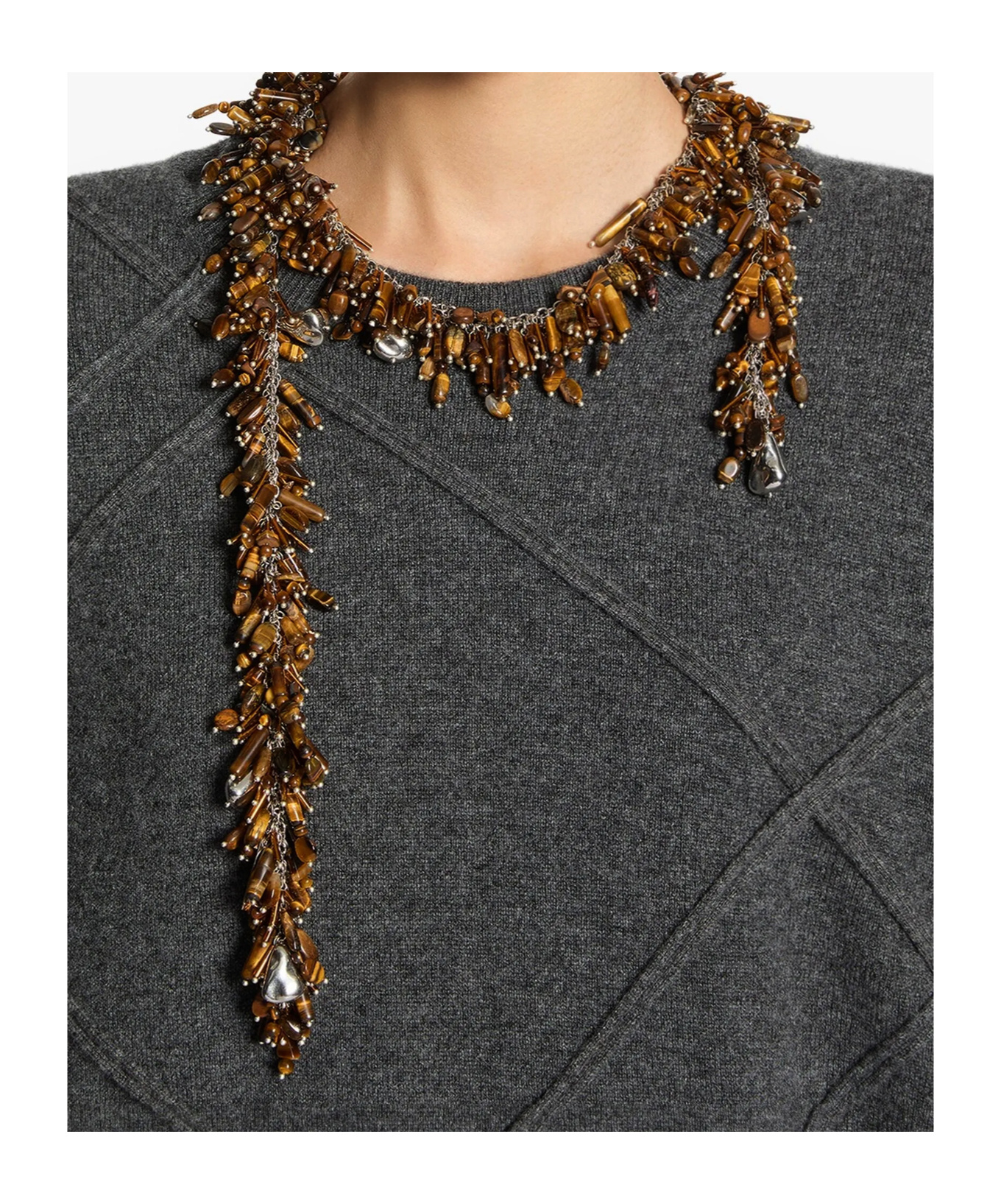 Dries Van Noten Adjustable Beaded Multi-strand Necklace In Brown