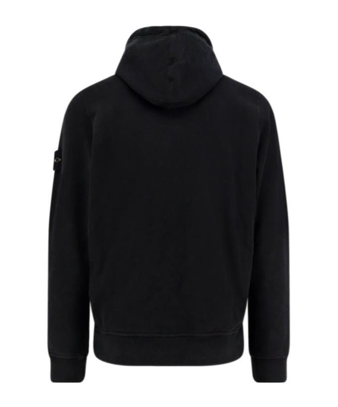 Stone Island Biologic Cotton Hooded Sweatshirt In Black