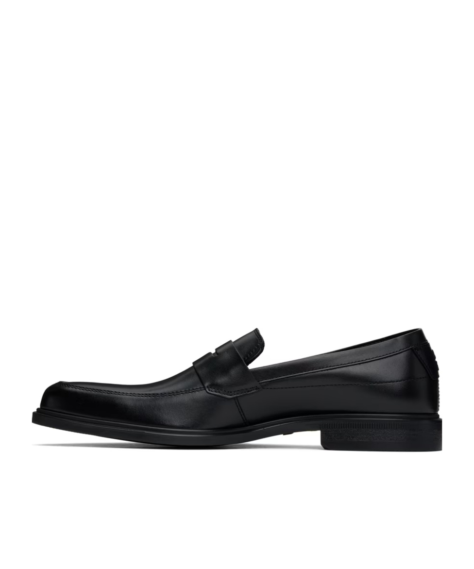 Hugo Boss Penny Logo Embossed Loafers In Black