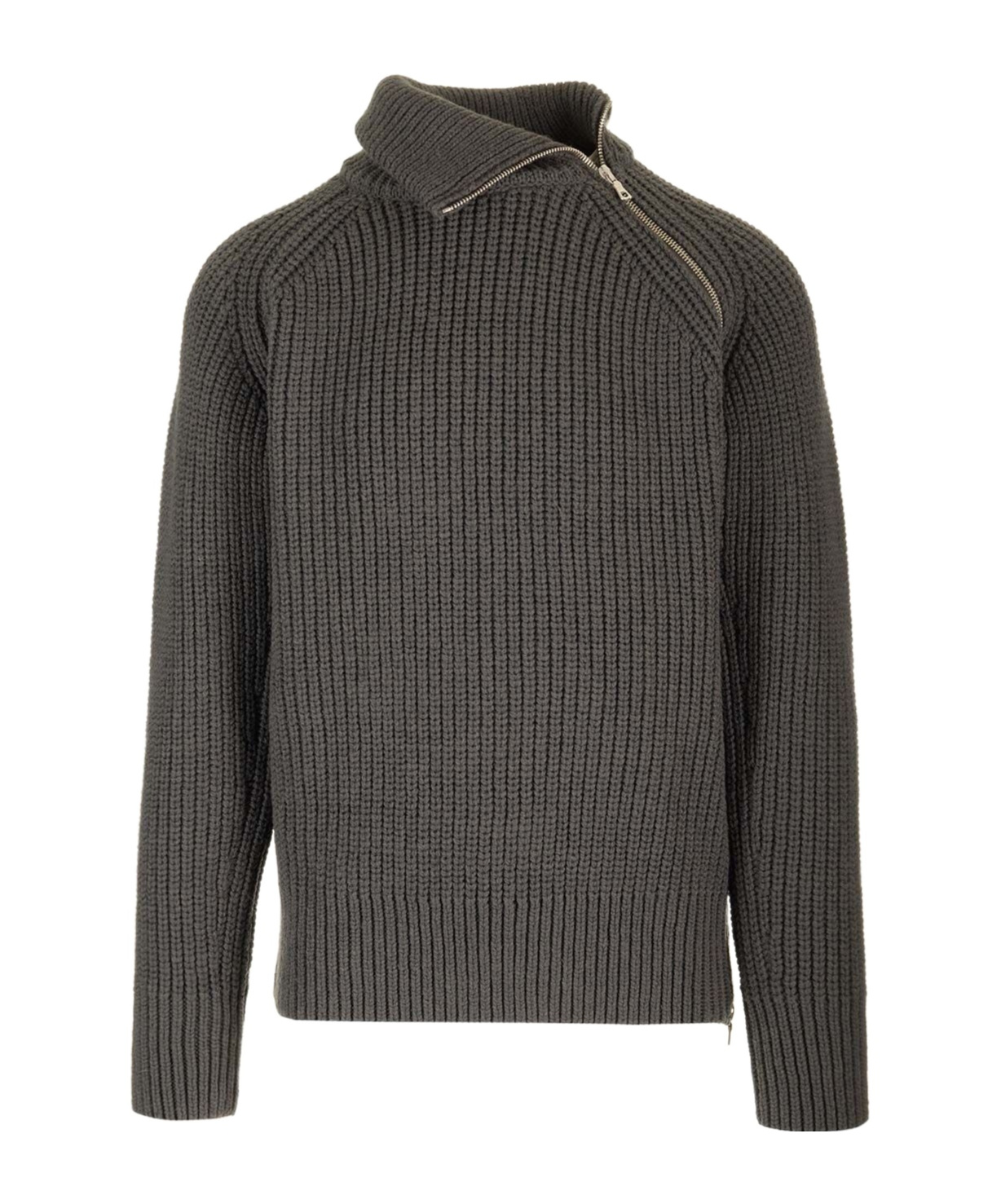 Dries Van Noten Zipped Wool Jumper In Black