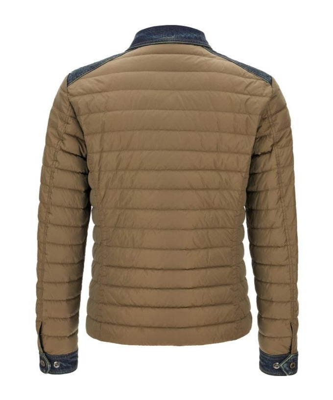 Moorer Jacket Nylon Denim Inserts In Brown