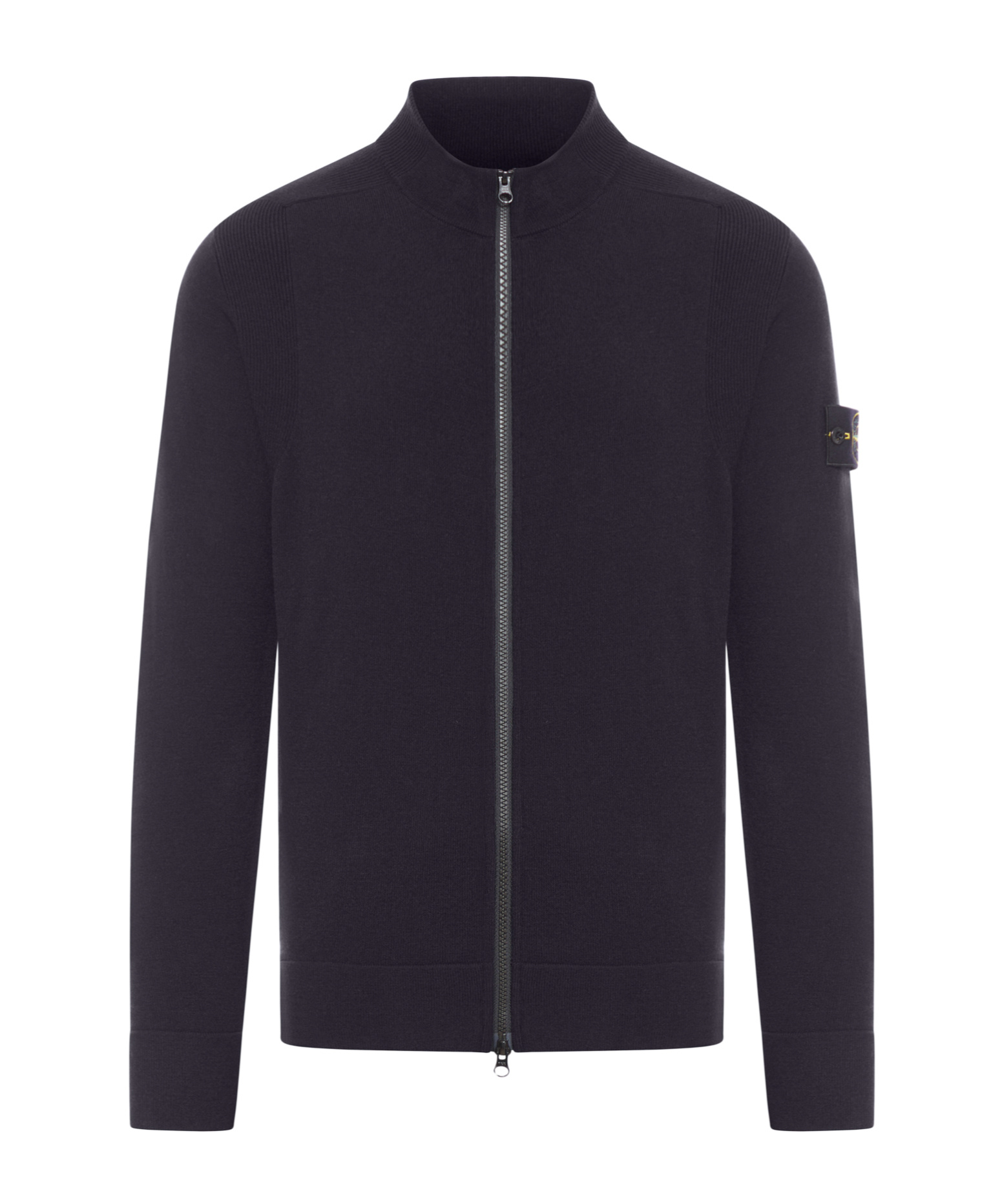 Stone Island Compass Patch Zipped Sweatshirt In Blue