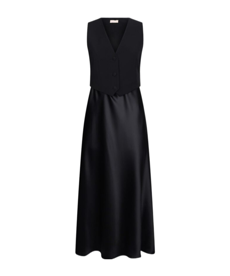 Liu •jo Abito Lungo Con Gilet In Black