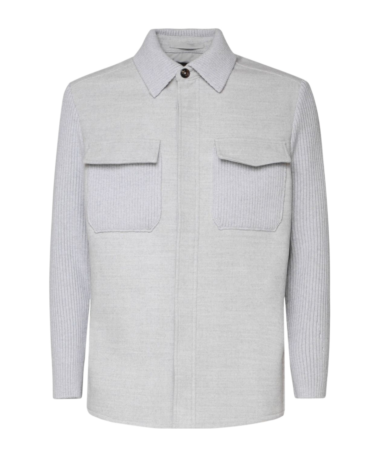 Eleventy Knitted-panels Jacket In White