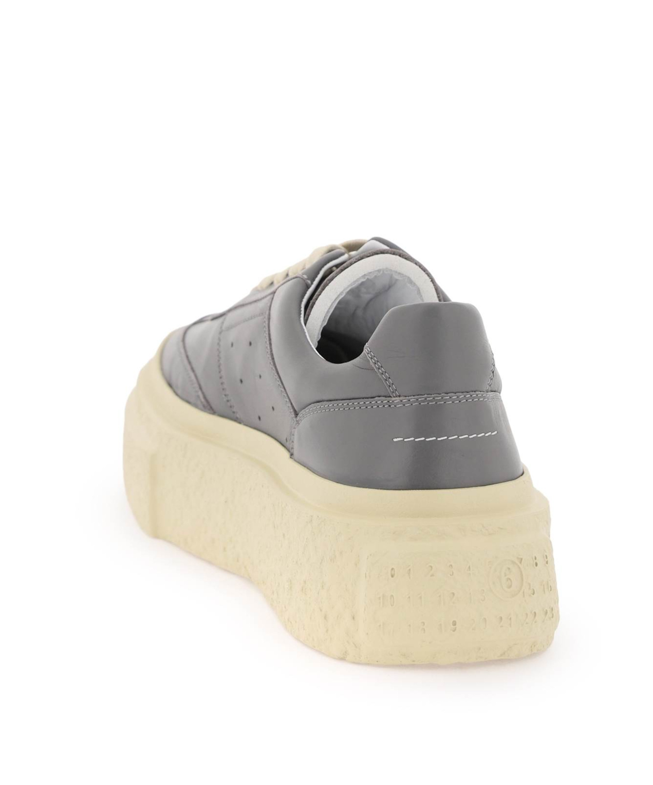 Shop Mm6 Maison Margiela Gambetta Leather Sneakers In Gray
