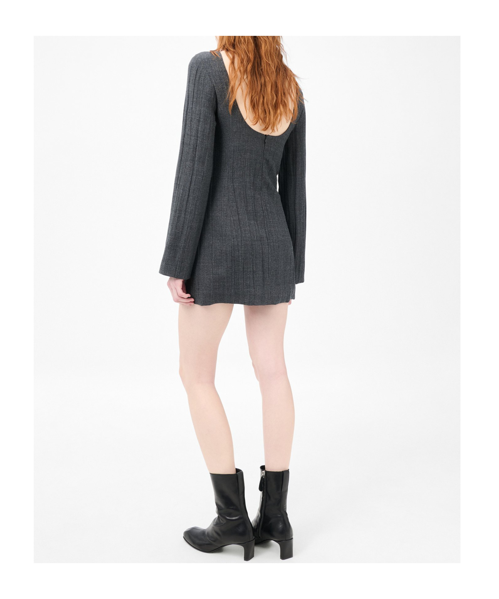 Our Legacy Fitted Textured Mini Dress With Deep Scoop Back In Gray