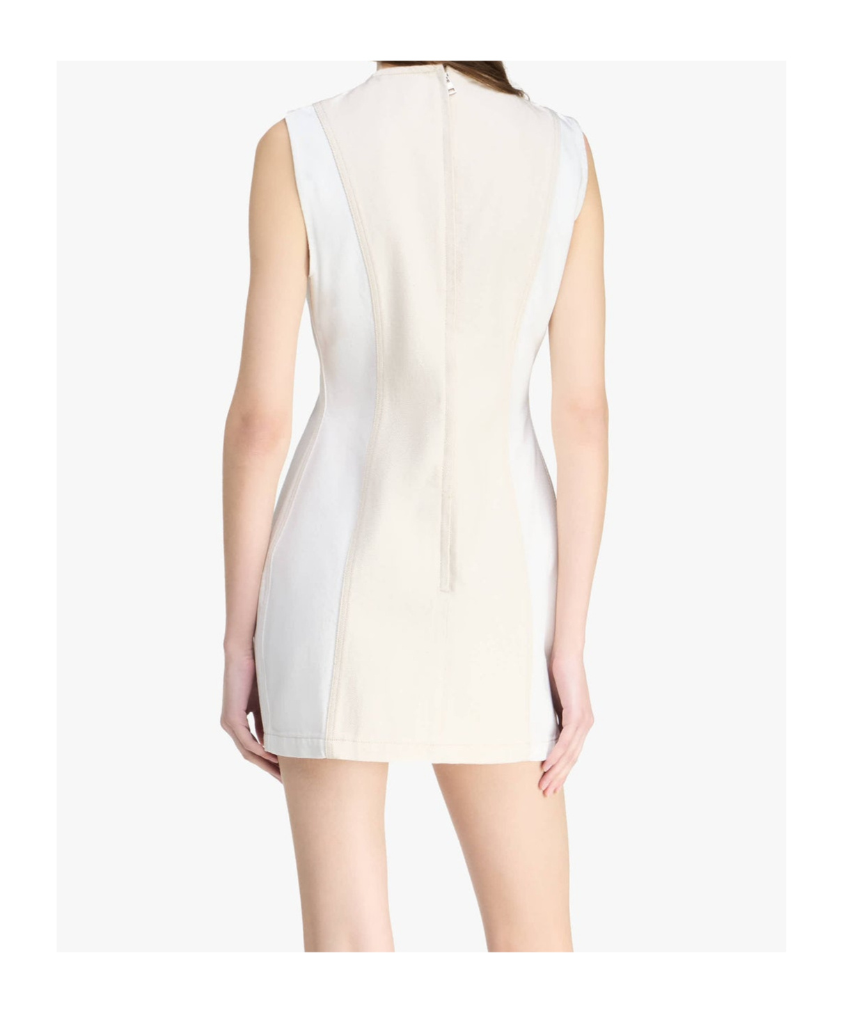 Jw Anderson Paneled Sleeveless Mini Shift Dress In White