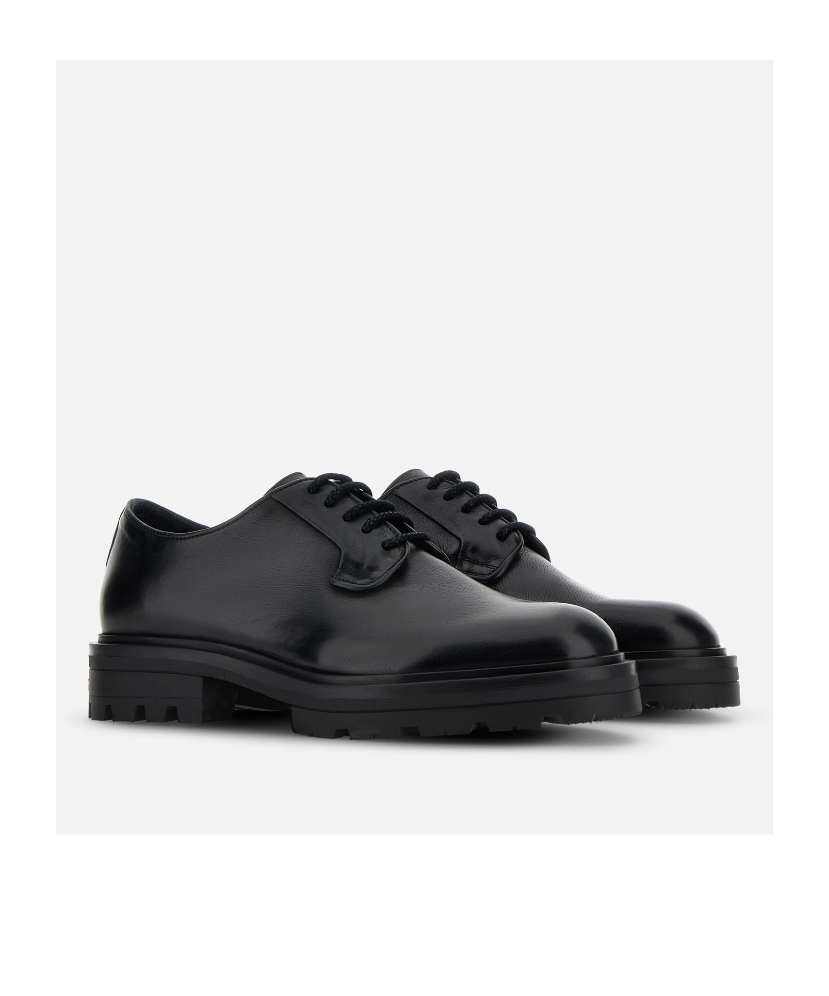 Hogan Chunky Sole Round Toe Derby Shoes In Black
