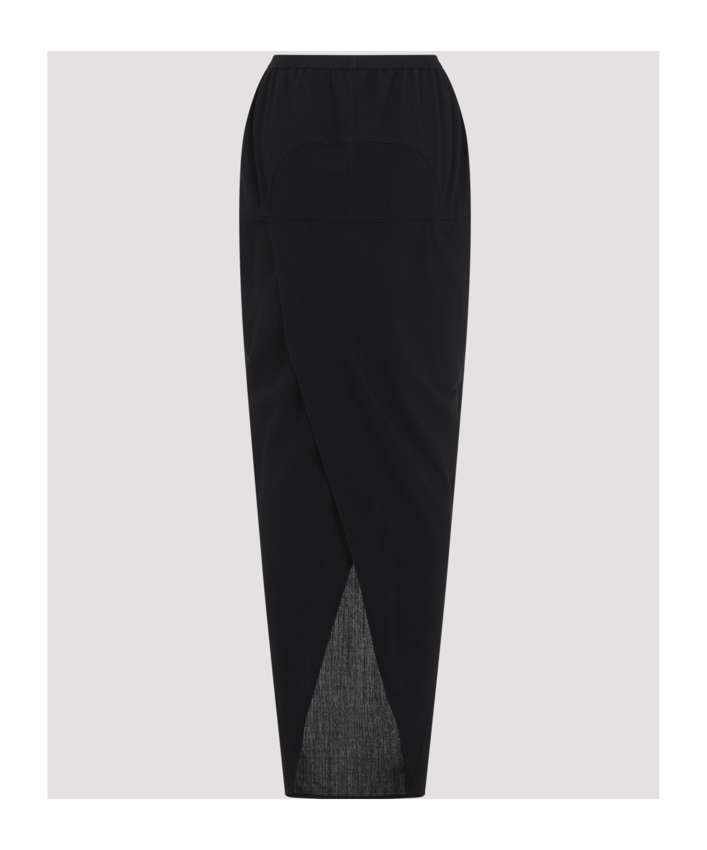 Rick Owens Soft Pillar Asymmetric Wrap Long Skirt In Black