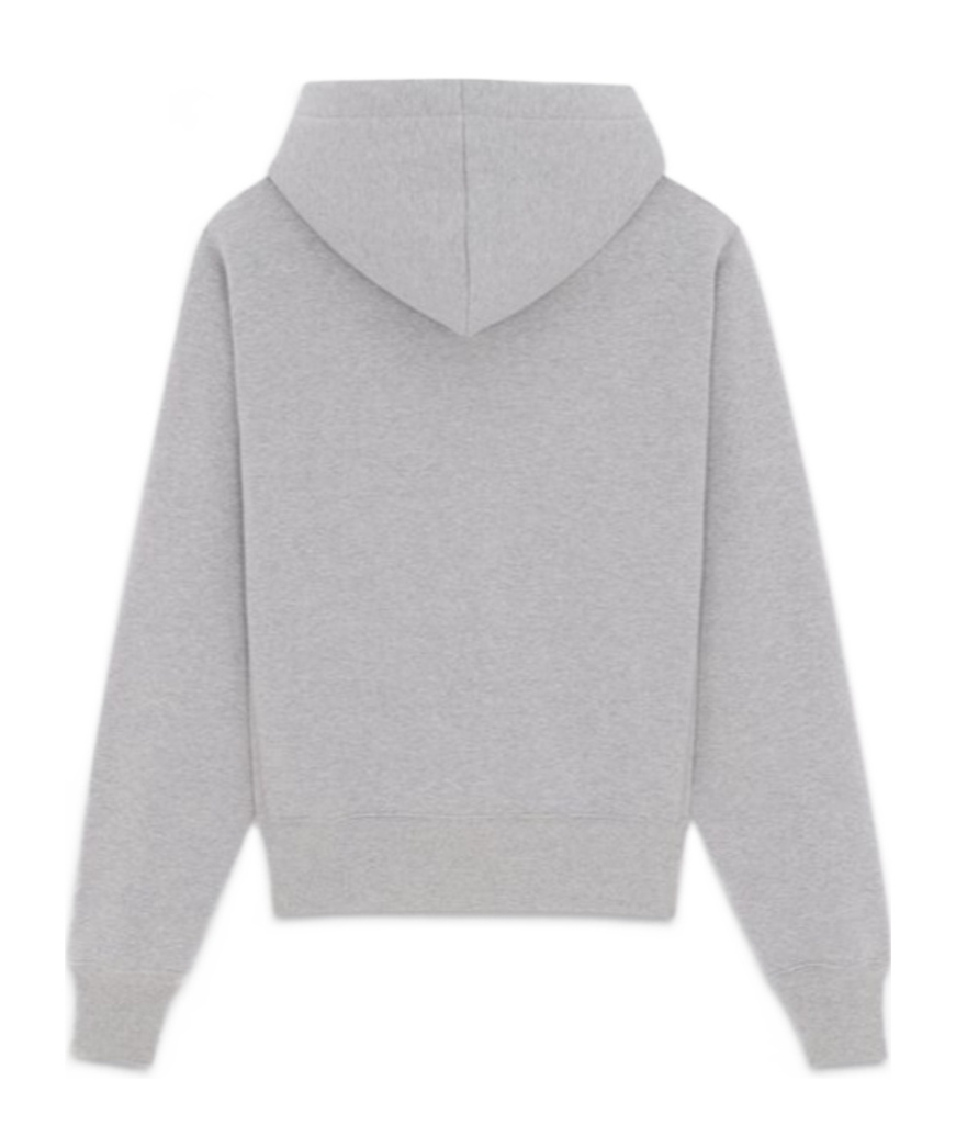 Saint Laurent Cassandre Embroidered Cotton Hoodie In Gray