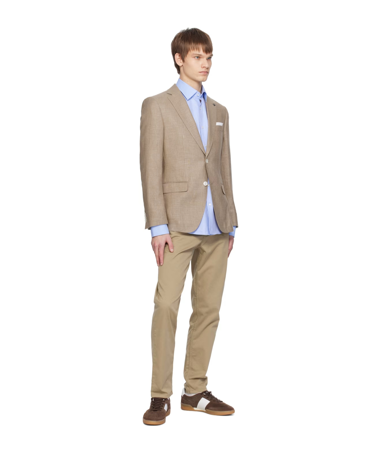 Hugo Boss Slim-fit Long-sleeved Blazer In Brown