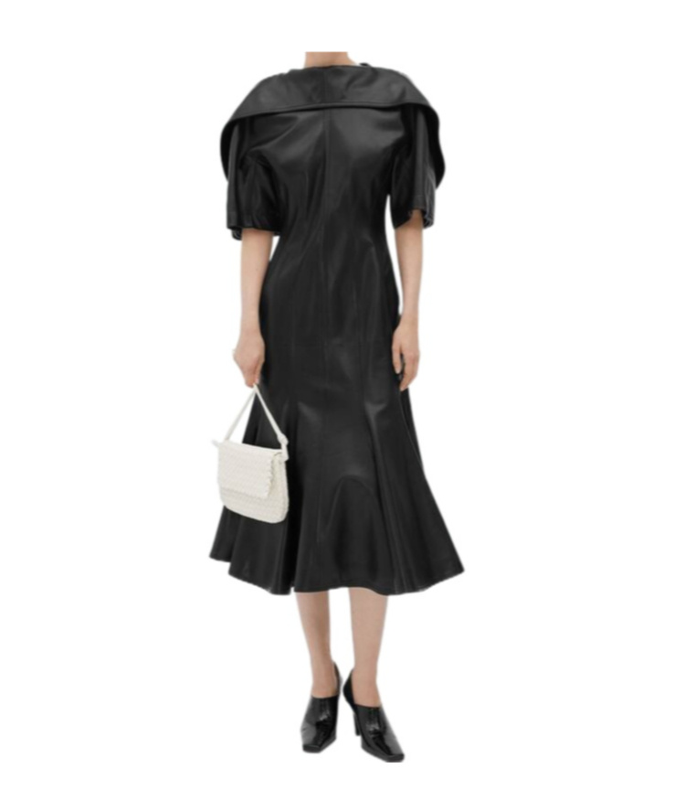 BOTTEGA VENETA LEATHER A-LINE DRESS