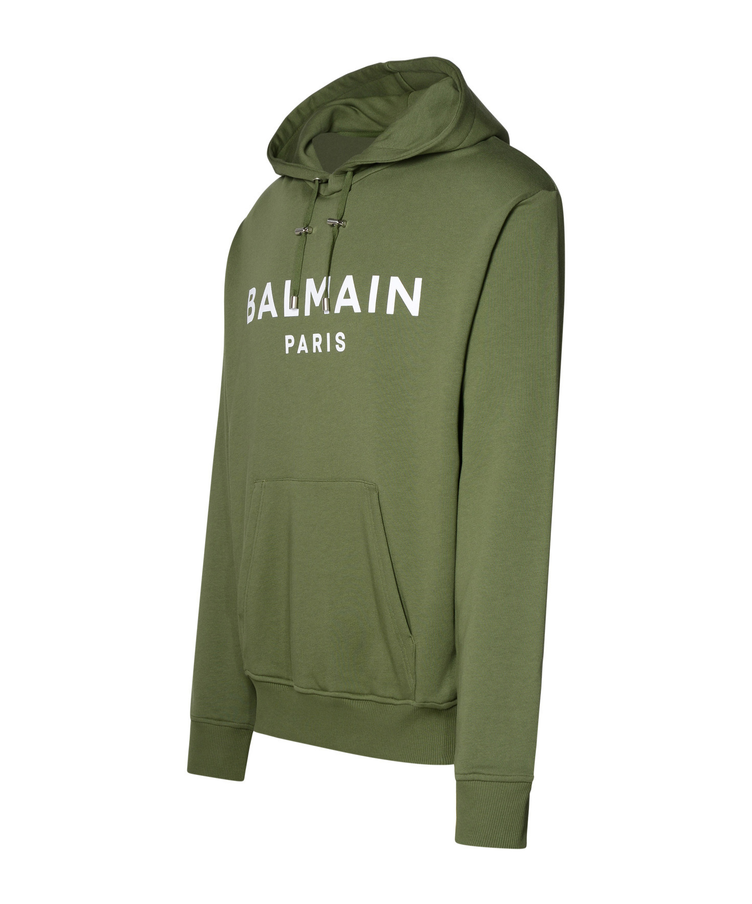 Balmain Logo-print Cotton Hoodie In Green