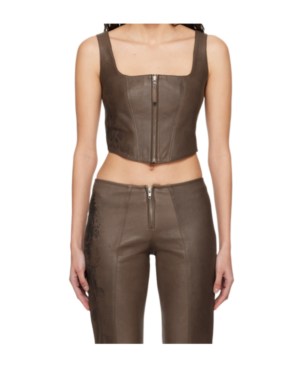Shop Jean Paul Gaultier Sleeveless Vest In Brown