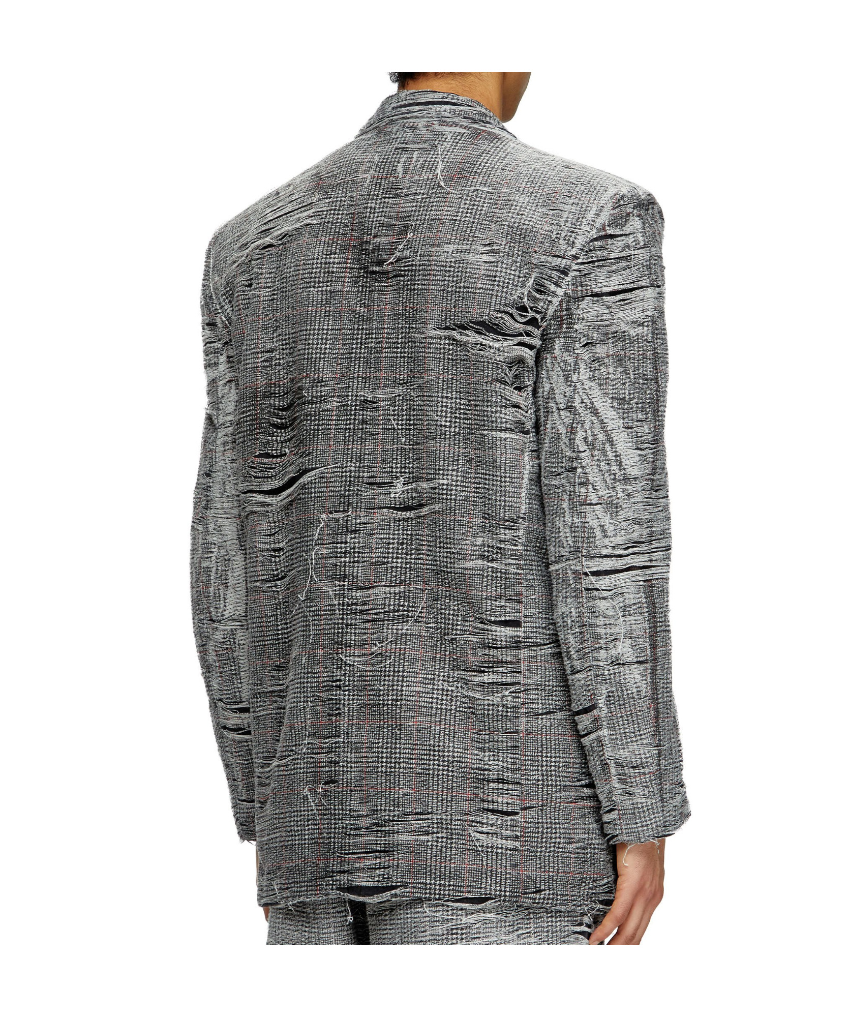 Diesel Blazer In Distressed Prince Of Wales Denim In Gray