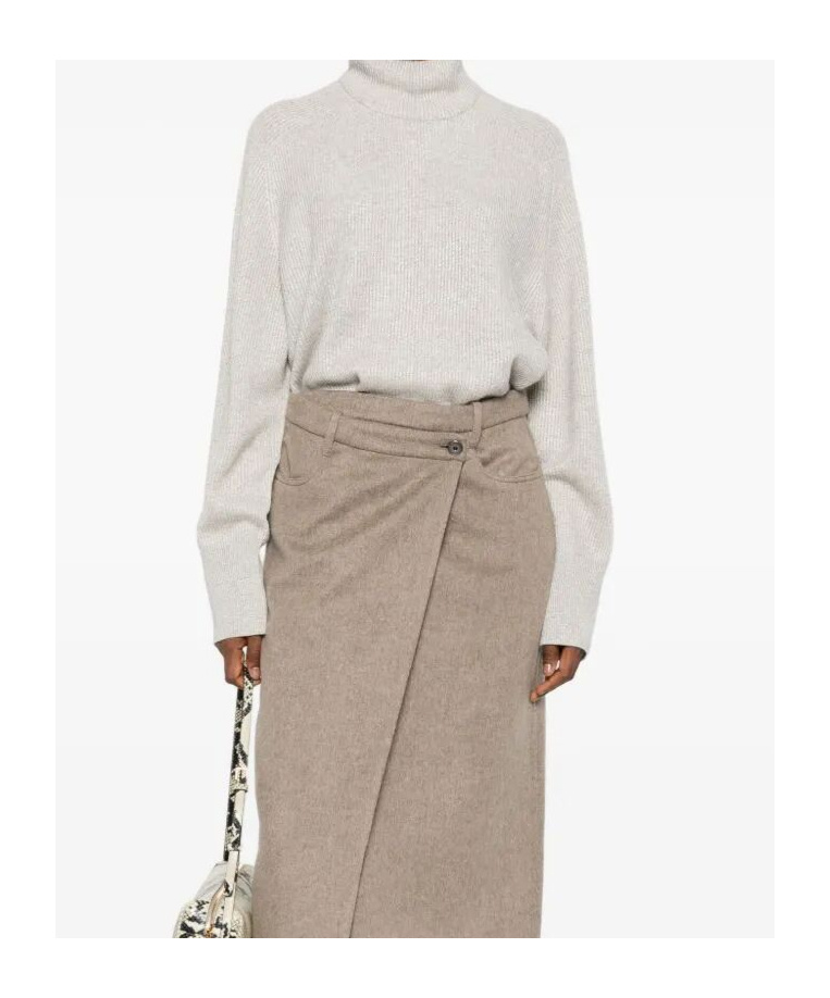 Brunello Cucinelli Roll-neck Cashmere Sweater In White