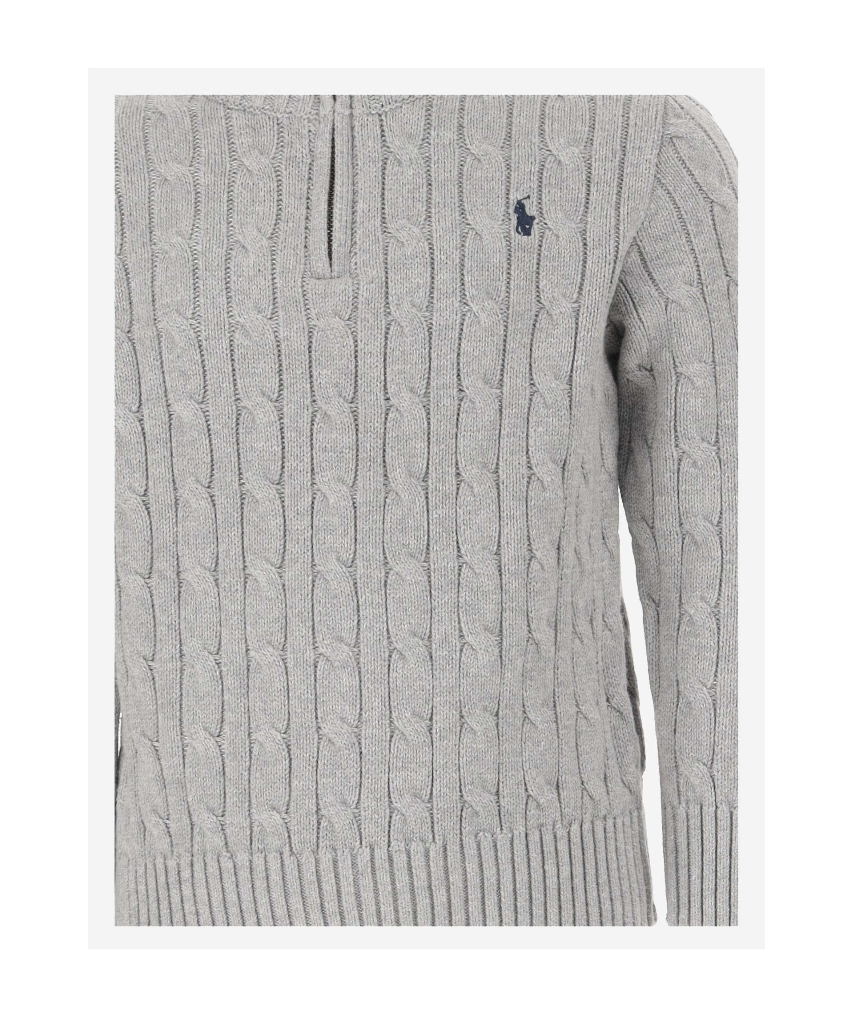 Shop Ralph Lauren Zip-up Cotton Sweater In Gray