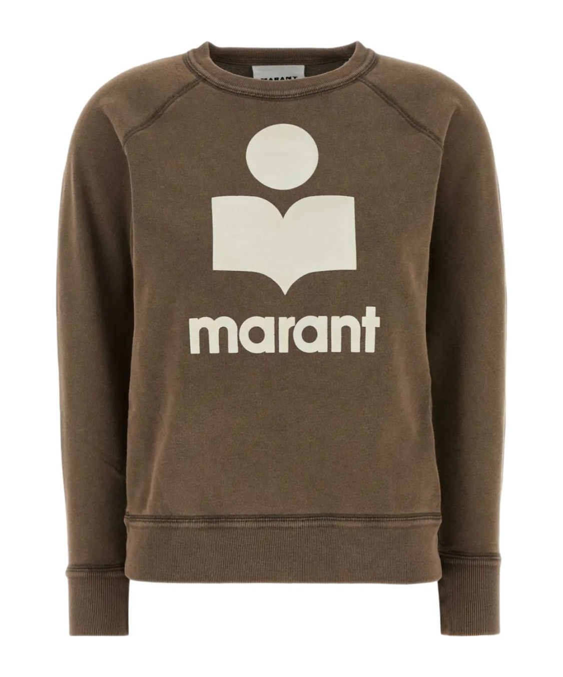 Isabel Marant Long-sleeve Graphic Sweatshirt With Vintage Wash In Brown