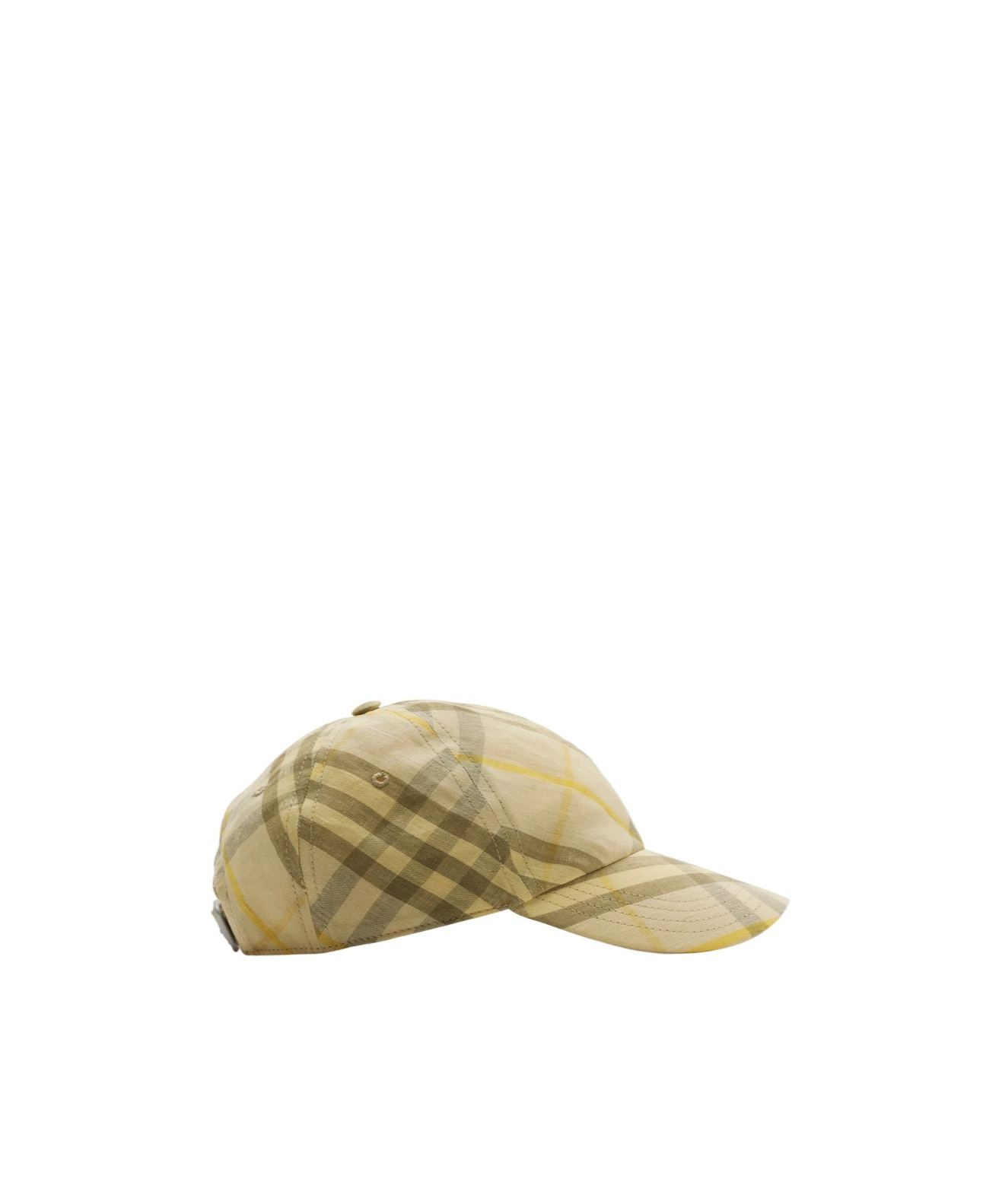 Burberry Check Linen Baseball Cap In Nude