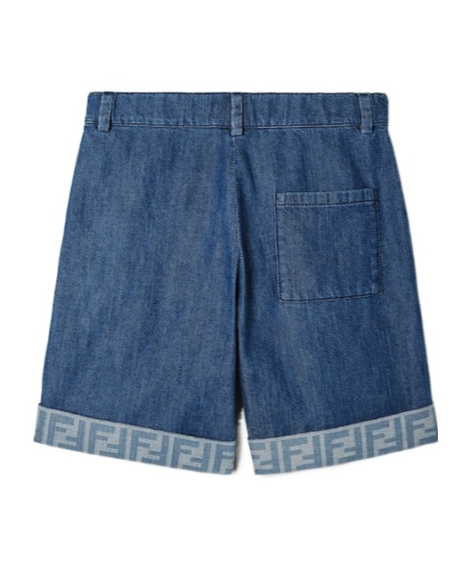 Fendi Lightweight Denim Junior Bermudas In Blue