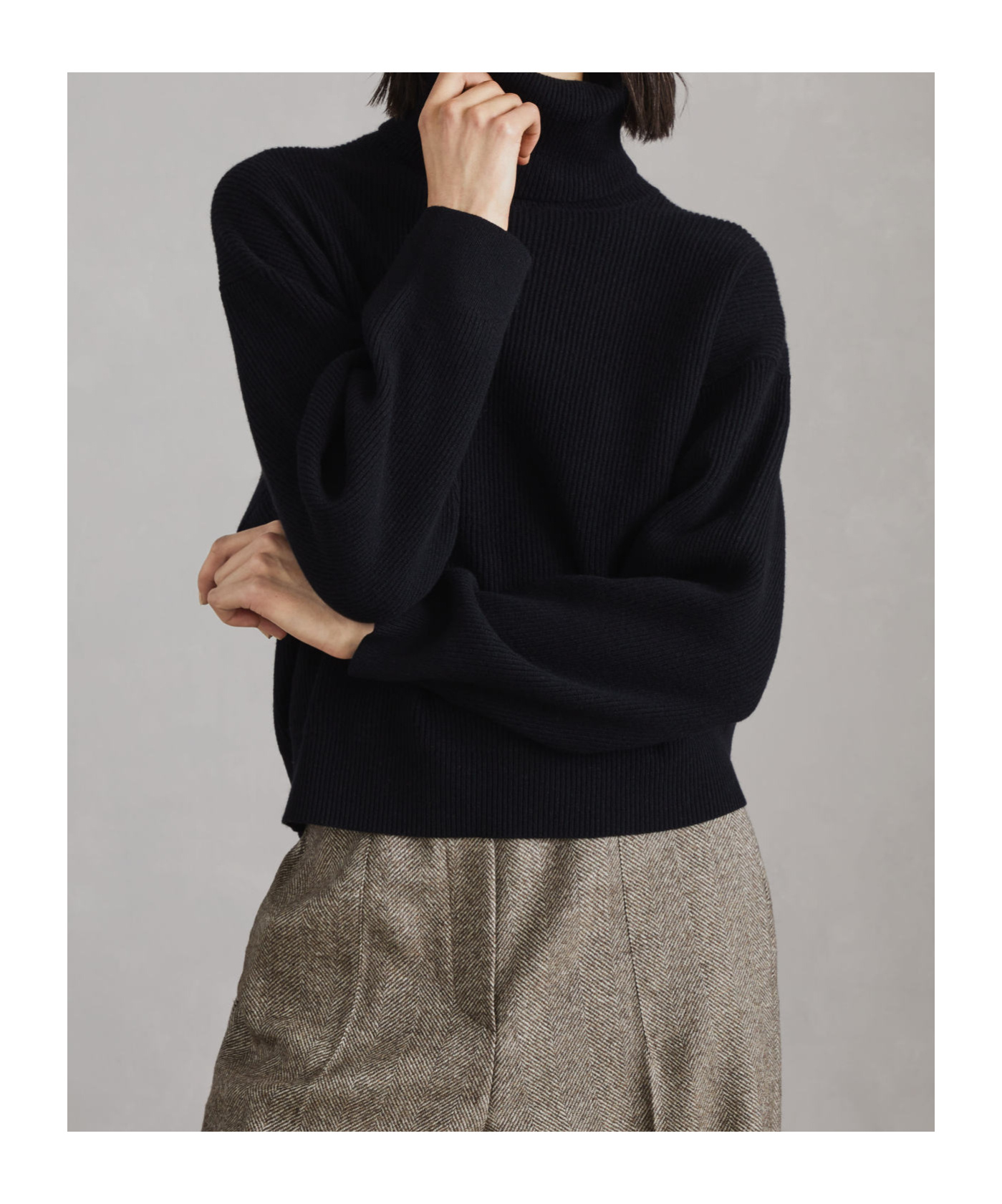 Brunello Cucinelli Black Virgin Wool, Cashmere And Silk Turtleneck Sweater In Black