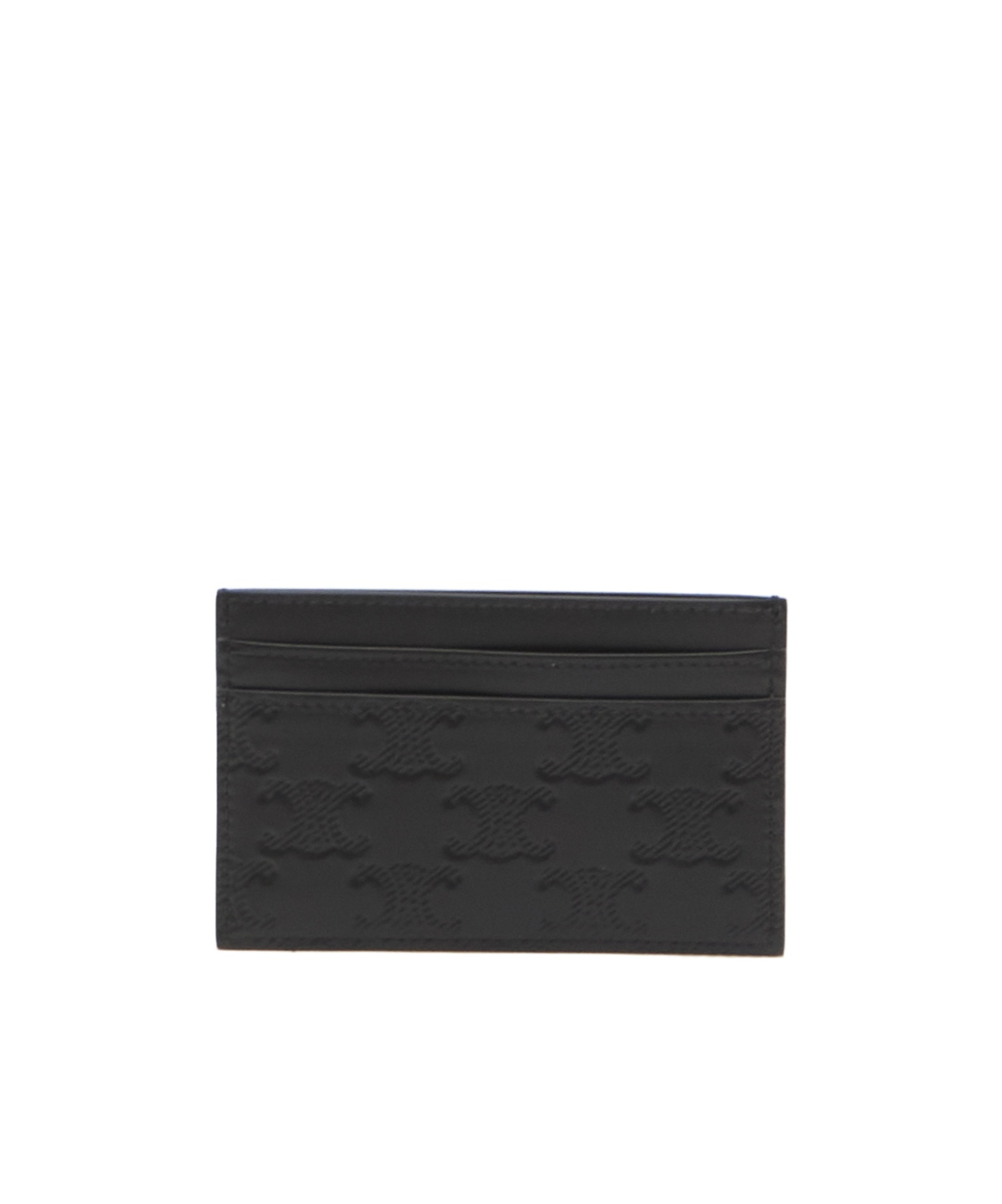 Celine Men Triomphe Coated Canvas And Leather Card Holder In Black