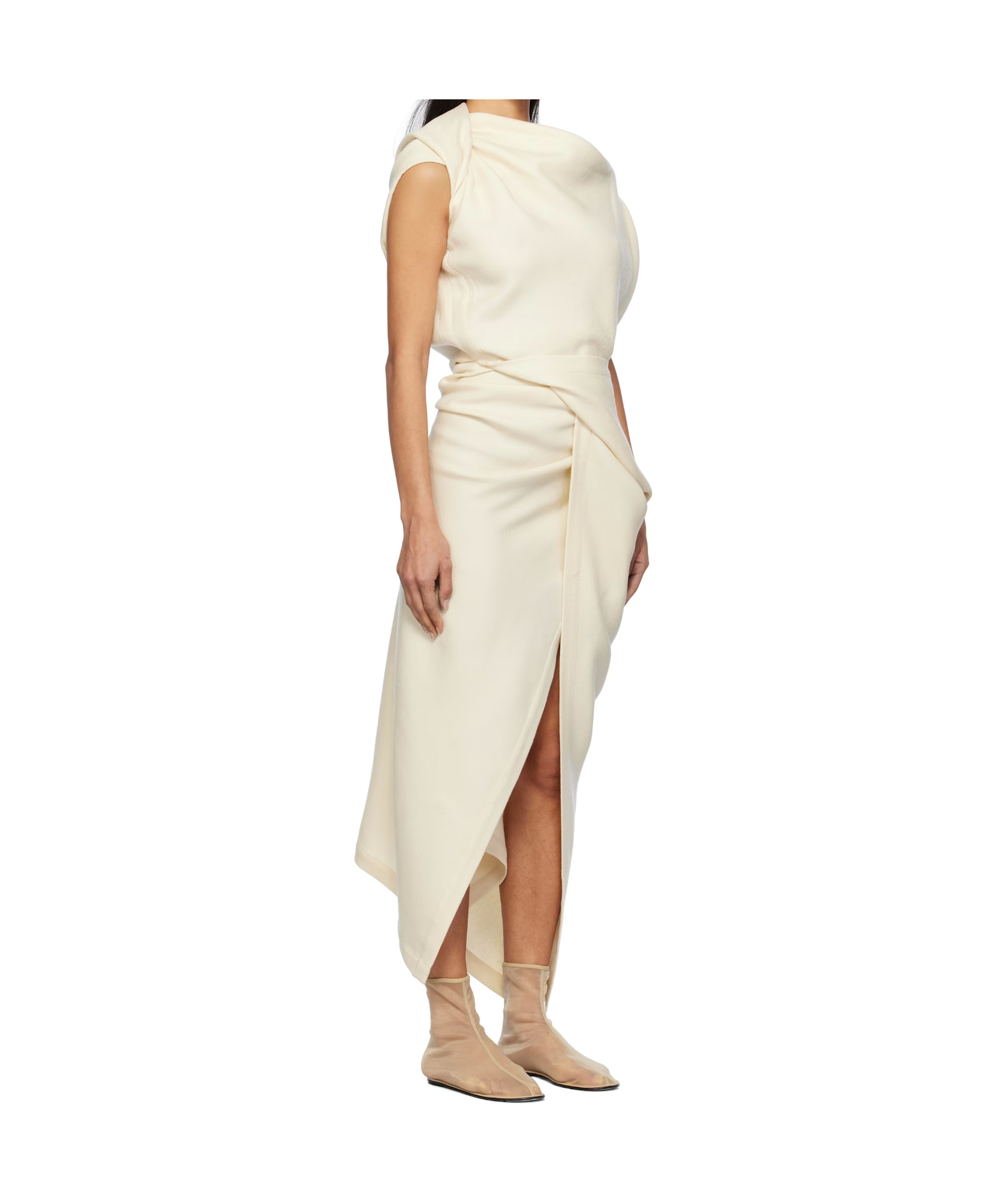 Issey Miyake Pleated Dress In Off-white